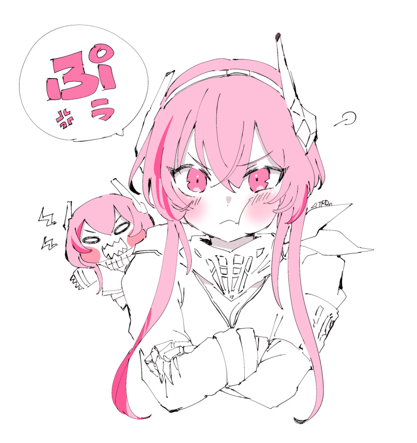 2girls, armband, bangs, blush, blush_stickers, citron80citron, closed_mouth, cropped_torso