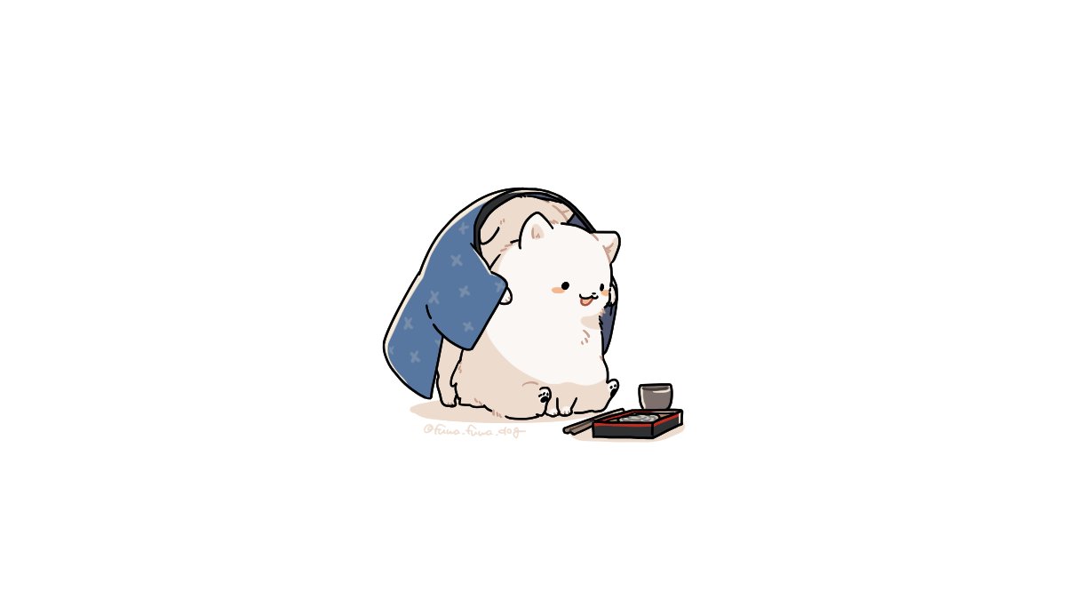 :3, animal, animal_focus, artist_name, behind_another, black_eyes, blush_stickers, bowl