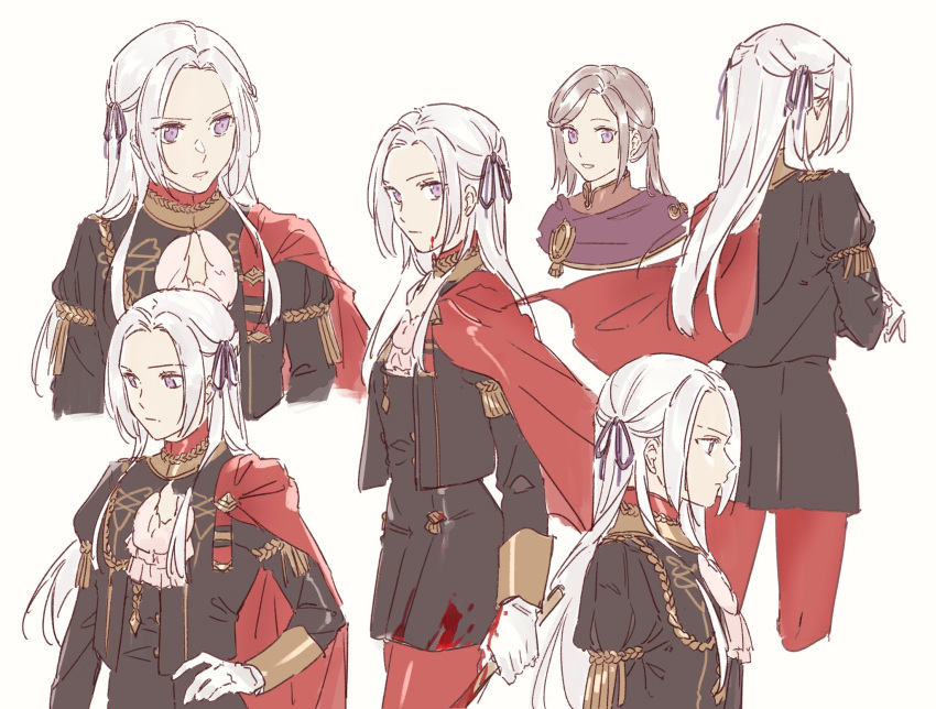 1girl, blonde_hair, blush, breasts, brown_hair, cape, closed_mouth, edelgard_von_hresvelg