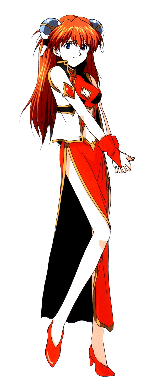 china_dress, chinese_clothes, cosplay, galaxy_angel, high_heels, highres, neon_genesis_evangelion, ranpha_franboise