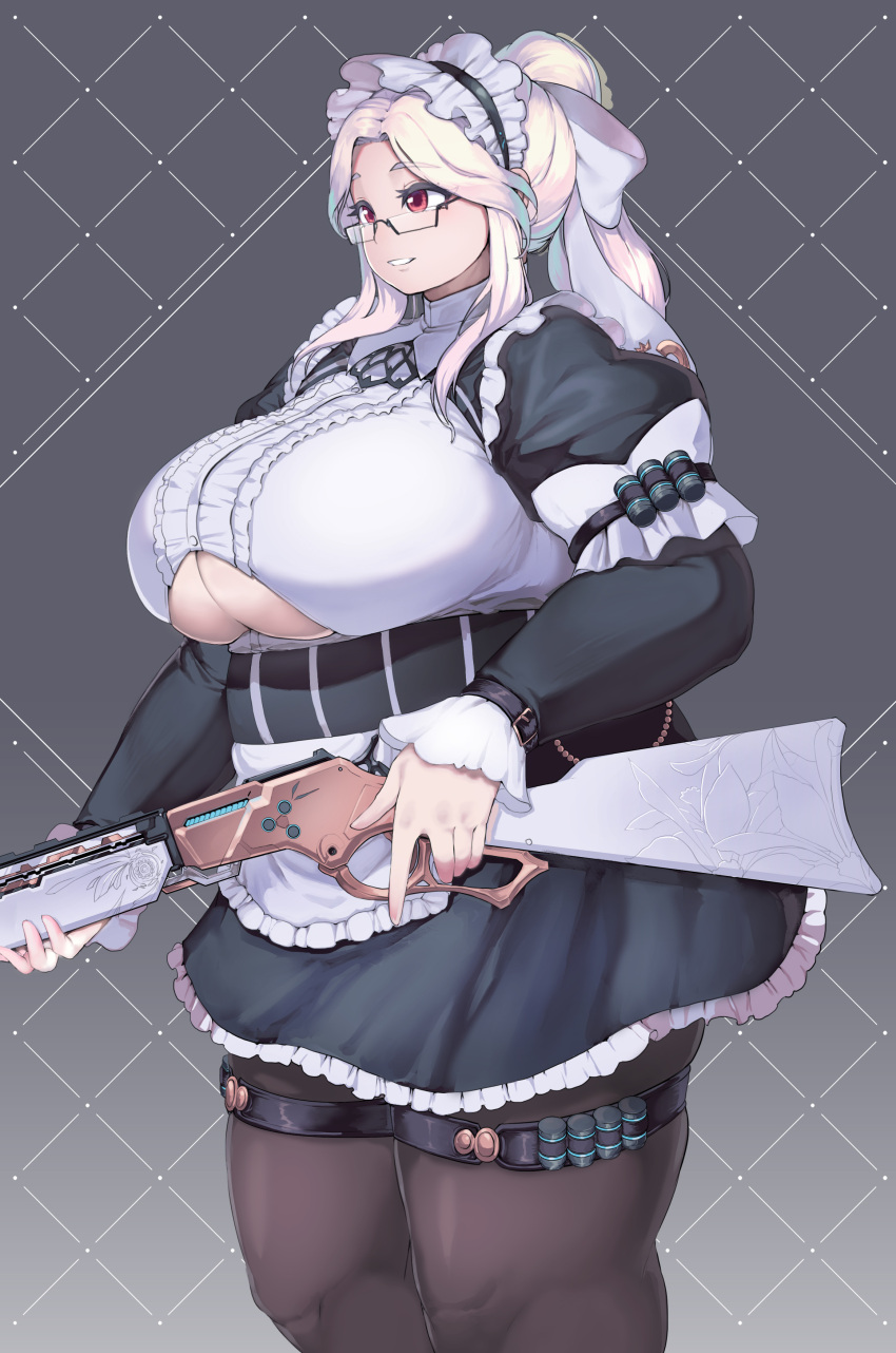 1girl, absurdres, blonde_hair, bow, breasts, buckle, character_request, eyebrows_visible_through_hair