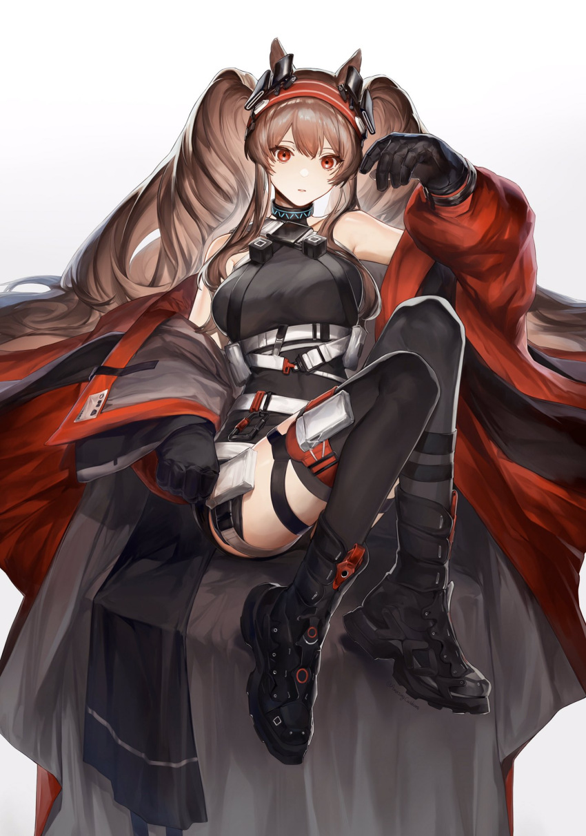 1girl, angelina_(arknights), angelina_(distinguished_visitor)_(arknights), animal_ears, arknights, bangs, bare_shoulders, belt