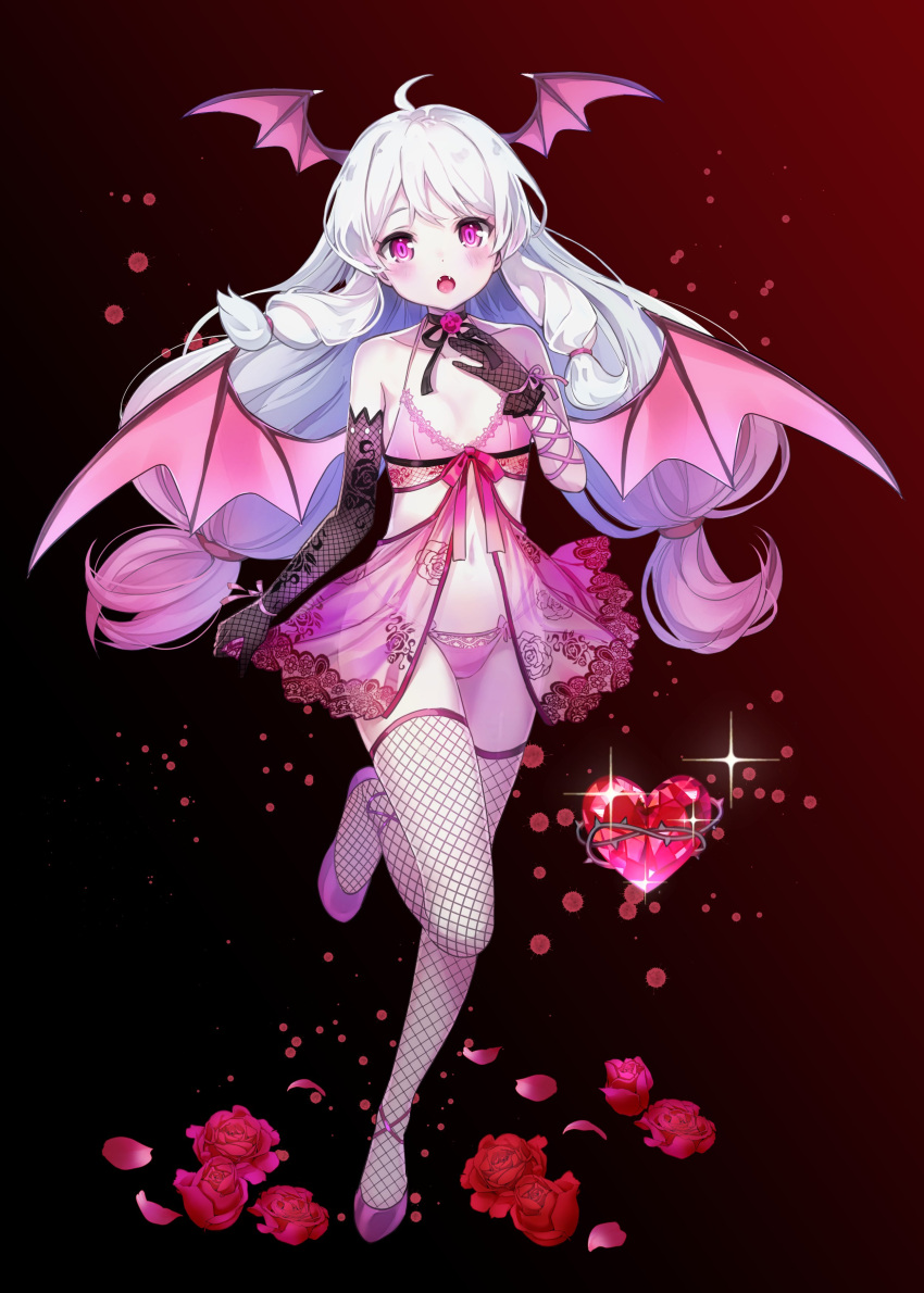 1girl, absurdres, ahoge, alternate_eye_color, babydoll, bare_shoulders, black_choker, black_gloves