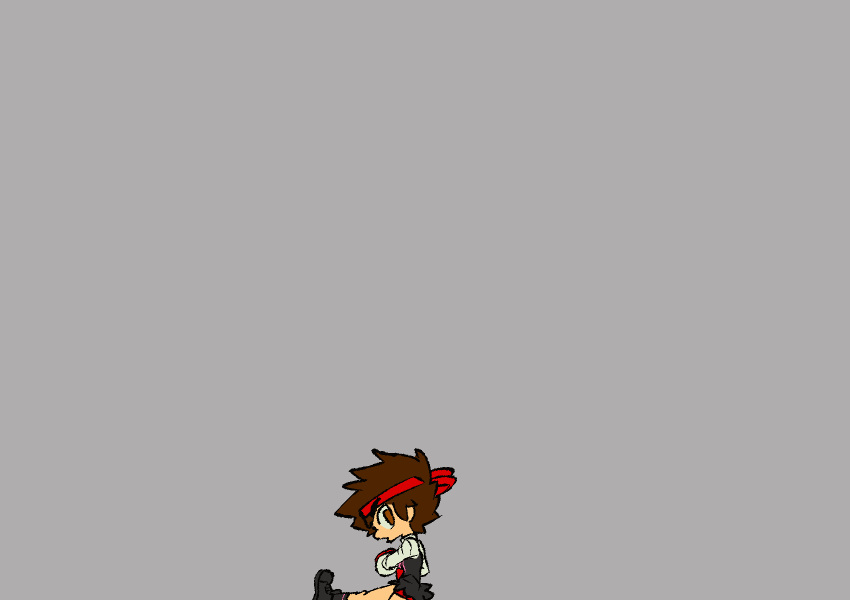 1girl, animated, animated_gif, ass, black_vest, buruma, grey_background, hands_together