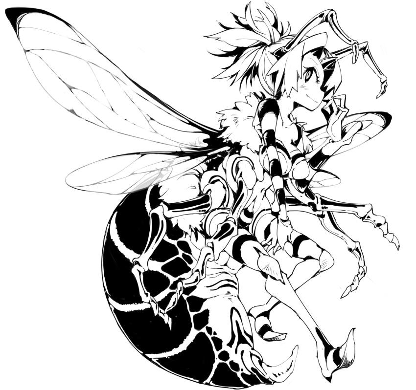 1girl, antennae, arthropod_girl, bee_girl, carapace, closed_mouth, extra_arms, full_body