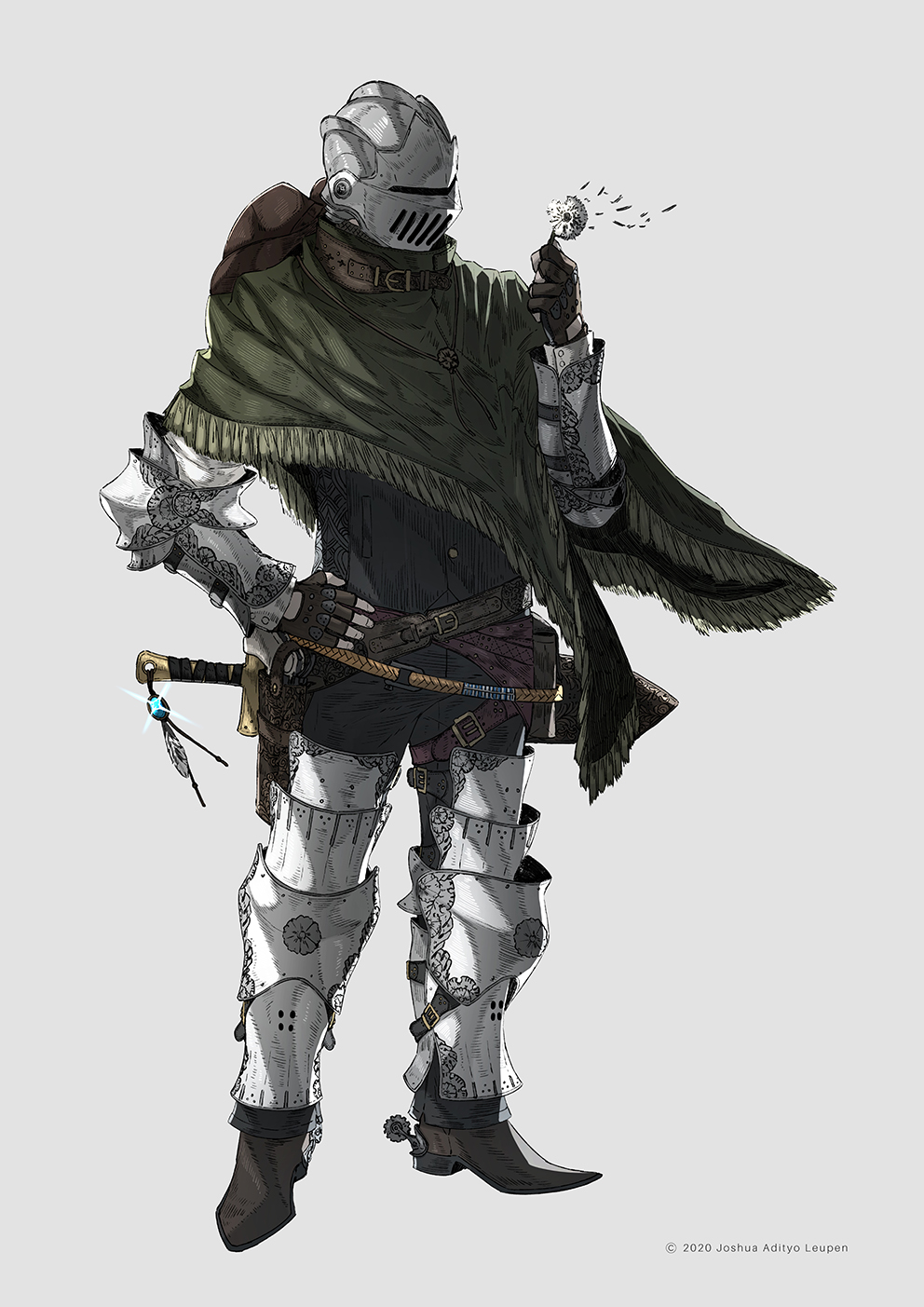1boy, arm_armor, armor, belt, boots, brown_belt, brown_gloves, buttons