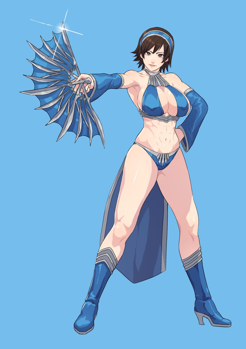1girl, abs, absurdres, armlet, armpits, bare_legs, blue_legwear, boots