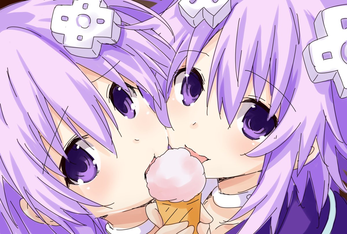 2girls, d-pad, d-pad_hair_ornament, food, hair_ornament, ice_cream, iwashi_dorobou_-r-, long_hair