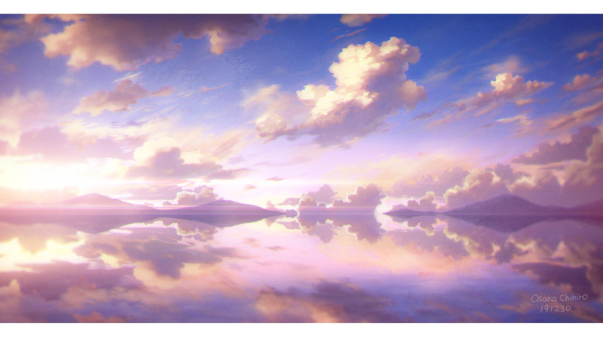 artist_name, blue_sky, border, clouds, cloudy_sky, gradient, gradient_sky, highres