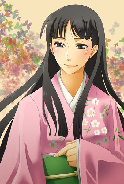 black_hair, japanese_clothes, kimono, long_hair, persona, persona_4, yu@genkoochu(5tsukino)