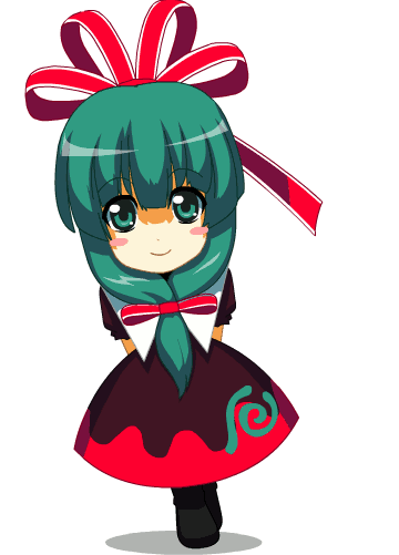 animated, animated_gif, arms_behind_back, blush_stickers, chibi, dress, front_ponytail, gif