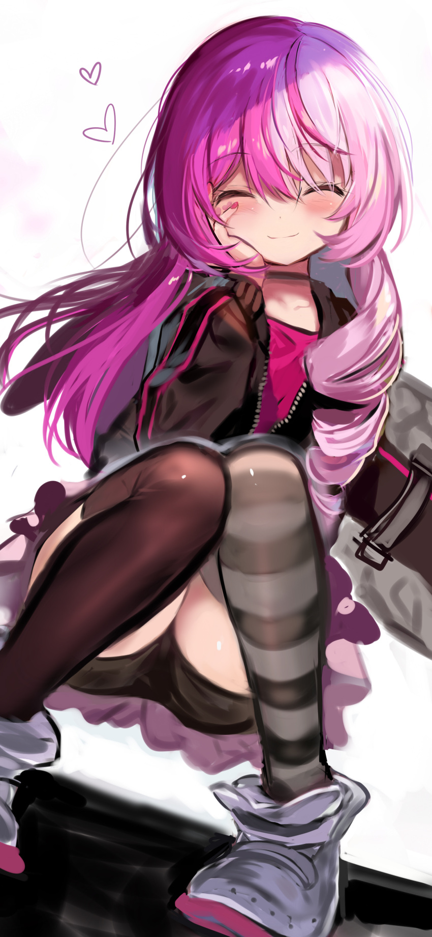 #compass, 1girl, ^_^, absurdres, asymmetrical_hair, bangs, bike_shorts, black_choker