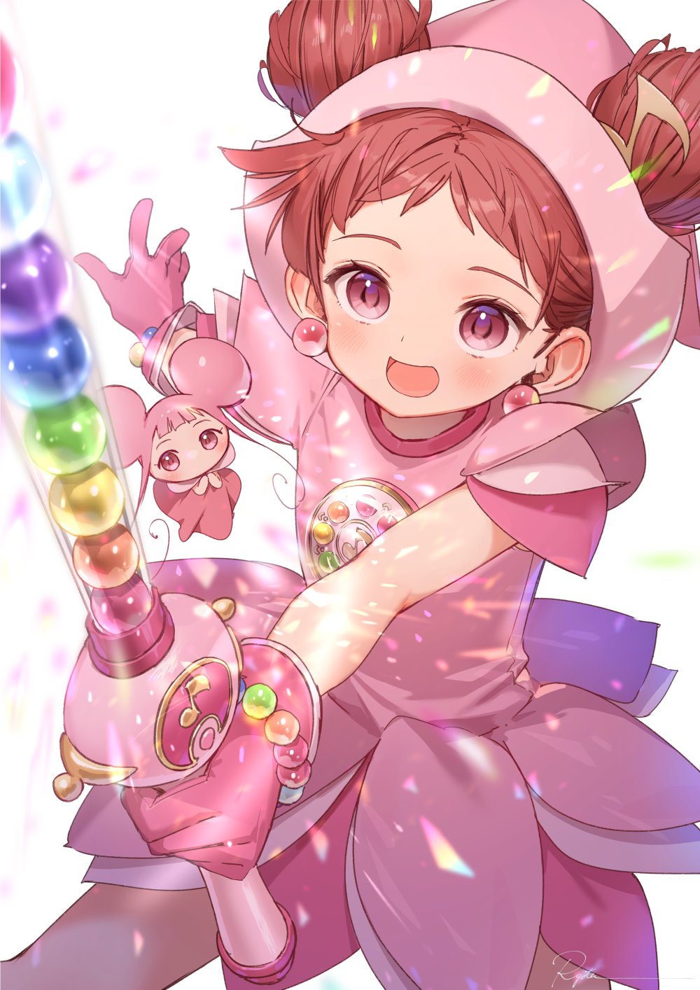blonde_hair, blue_eyes, blue_hair, blush, boots, bow, brown_hair, dodo_(ojamajo_doremi)