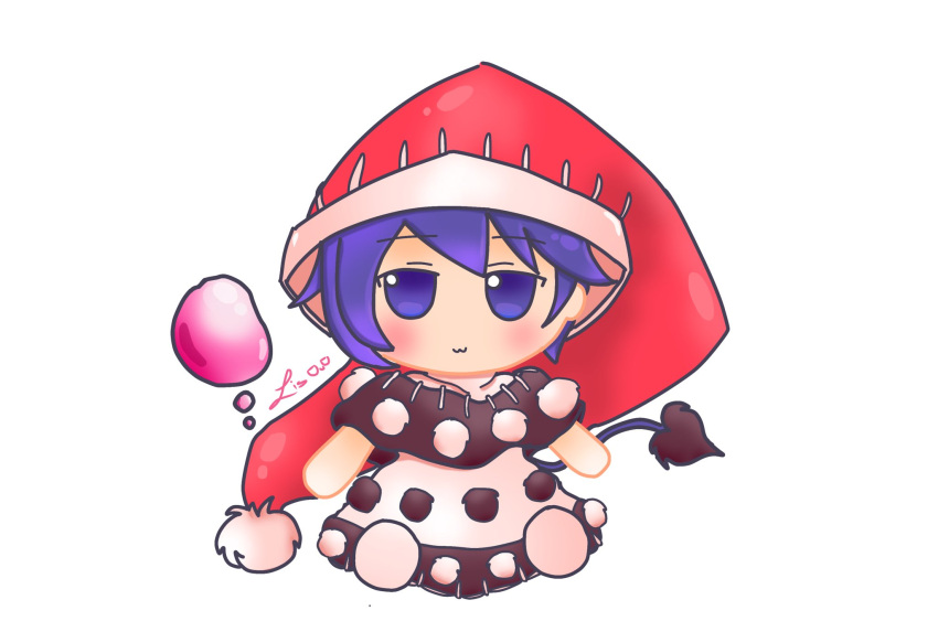 1girl, :3, bangs, black_capelet, black_dress, blob, capelet, doremy_sweet
