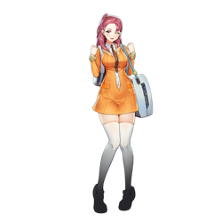1girl, blush, breasts, choney, dress, full_body, last_origin, looking_at_viewer