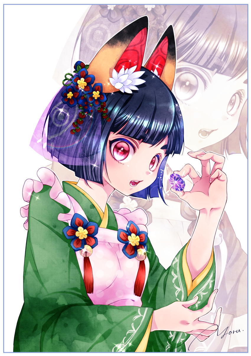 1girl, absurdres, animal_ears, artist_name, bangs, black_hair, blunt_bangs, cat_ears