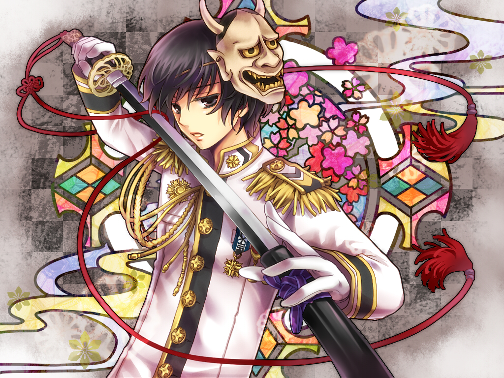 aiguillette, axis_powers_hetalia, japan_(hetalia), kikumon, male, mask, military, military_uniform