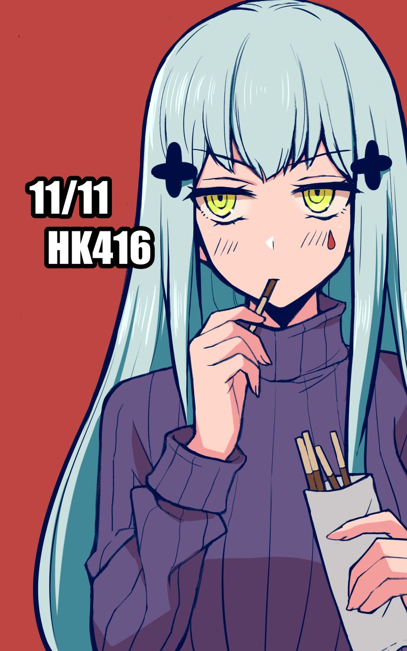 1girl, bangs, blue_hair, blush, character_name, dated, eyebrows_visible_through_hair, food