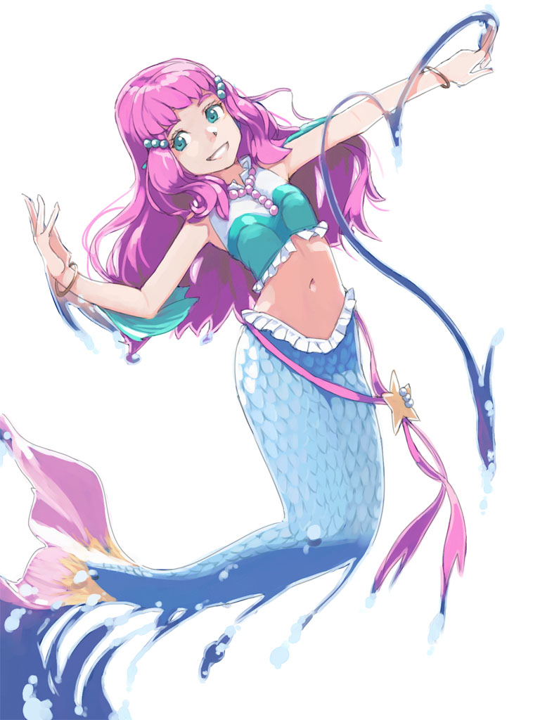 1girl, akinbo_(hyouka_fuyou), blue_eyes, bracelet, crop_top, floating_hair, frills, full_body