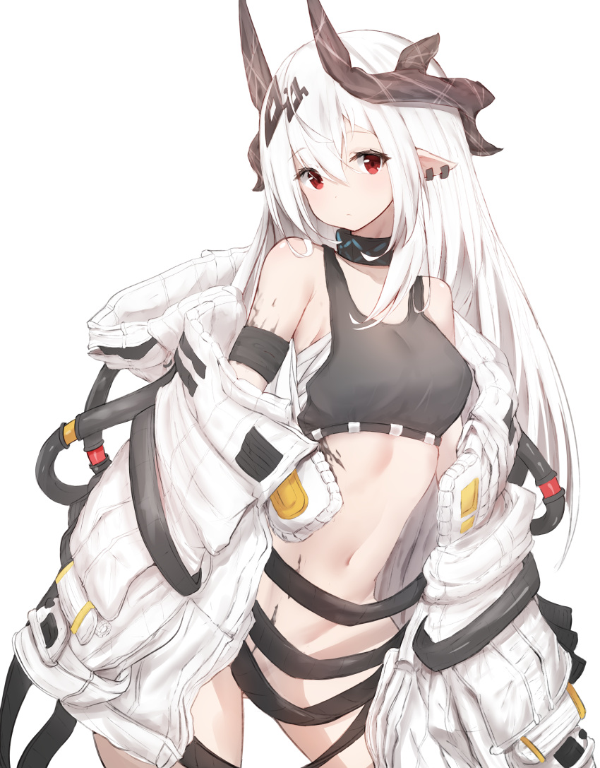 1girl, absurdres, akaridreaming, arknights, armband, bangs, bare_shoulders, black_tank_top