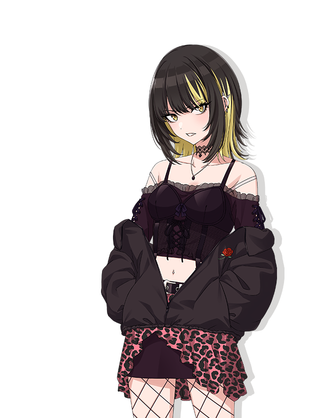 1girl, animal_print, artist_request, bangs, bare_shoulders, black_choker, black_hair, black_jacket