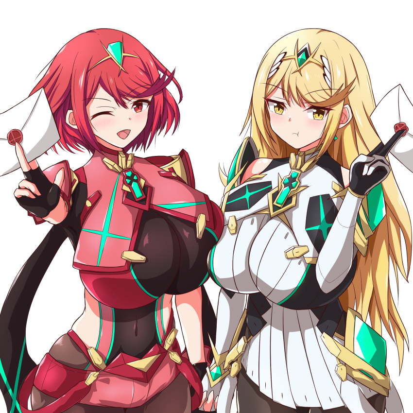 2girls, absurdres, armor, asymmetrical_docking, bangs, black_gloves, black_legwear, blonde_hair