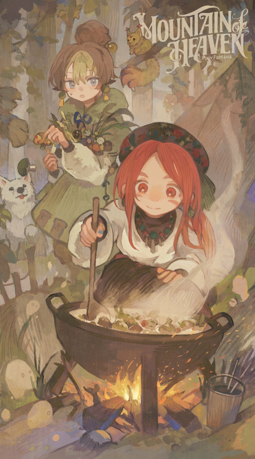 1boy, 1girl, absurdres, agneta_(mountain_of_heaven), animal, animal_ears, blonde_hair, blue_eyes