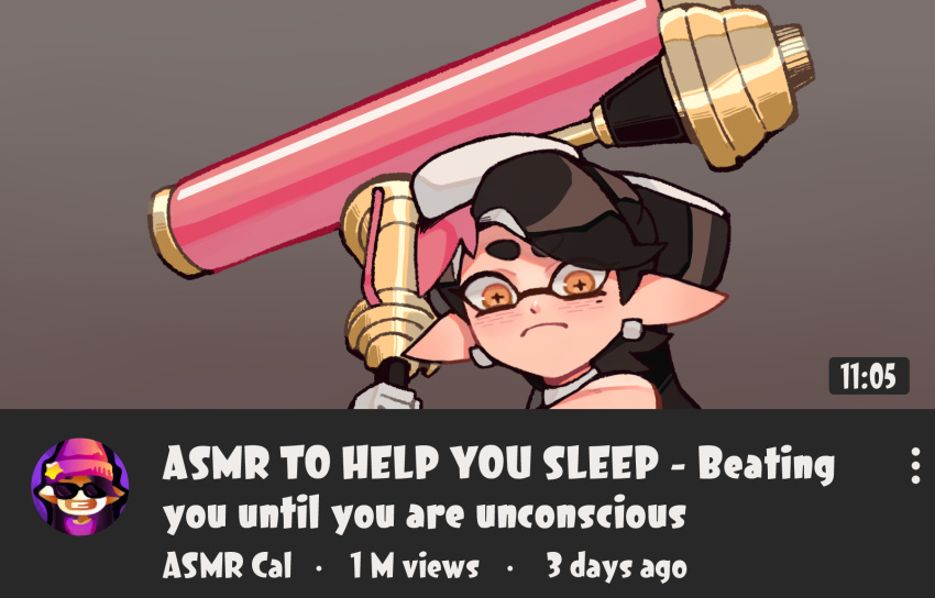 +_+, 1girl, a_very_happy_potato, blush, callie_(splatoon), comedy, detached_collar, domino_mask