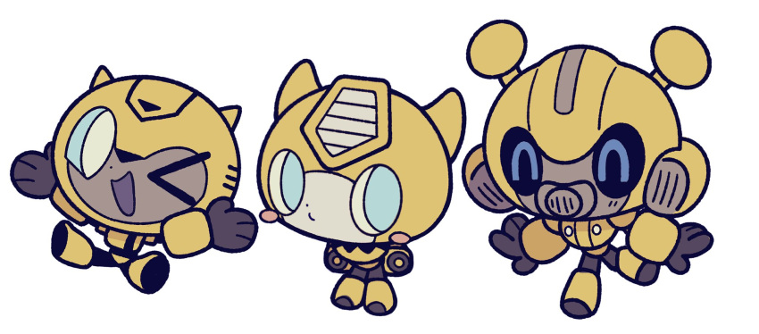 >_o, 3boys, ^_^, ^o^, autobot, blue_eyes, blush_stickers, bumblebee