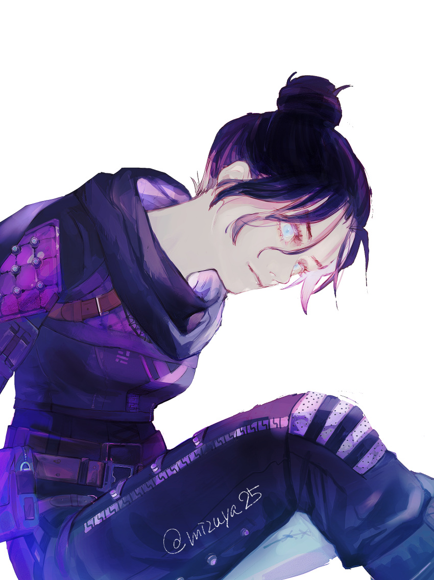 1girl, absurdres, apex_legends, artist_name, bangs, belt, black_bodysuit, black_scarf