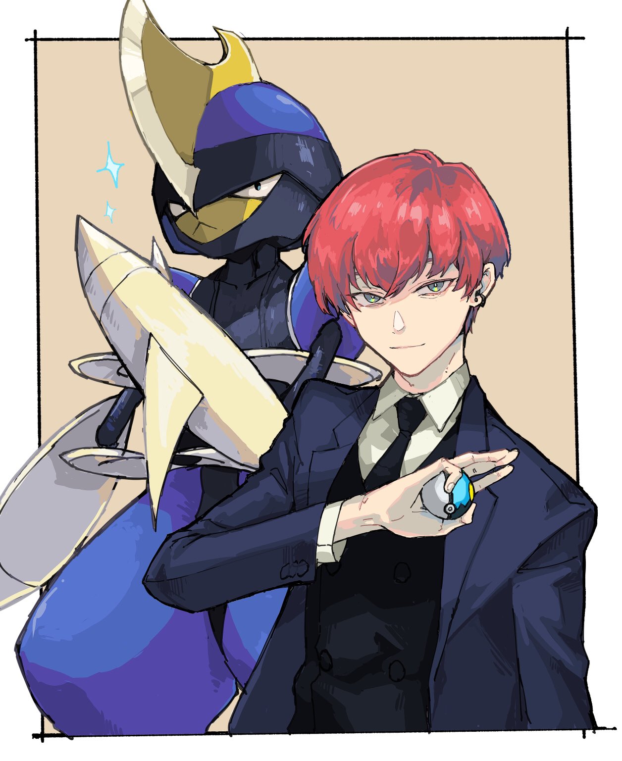 1boy, alternate_color, bangs, bisharp, black_neckwear, black_vest, closed_mouth, collared_shirt
