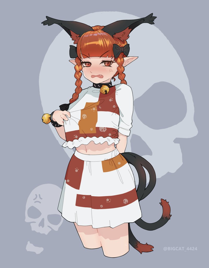 1girl, anger_vein, animal_collar, animal_ears, arm_behind_back, bangs, bell, bigcat_114514