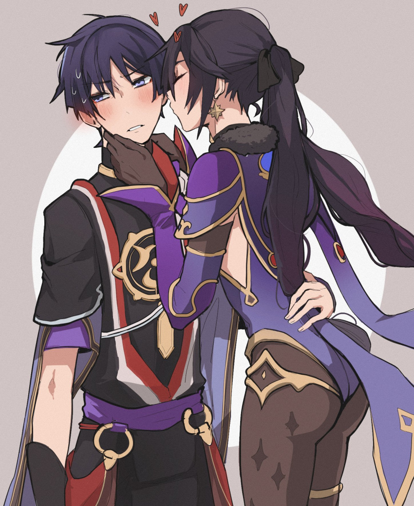 1girl, armor, artwolfaja, ass, bangs, black_gloves, black_hair, black_legwear