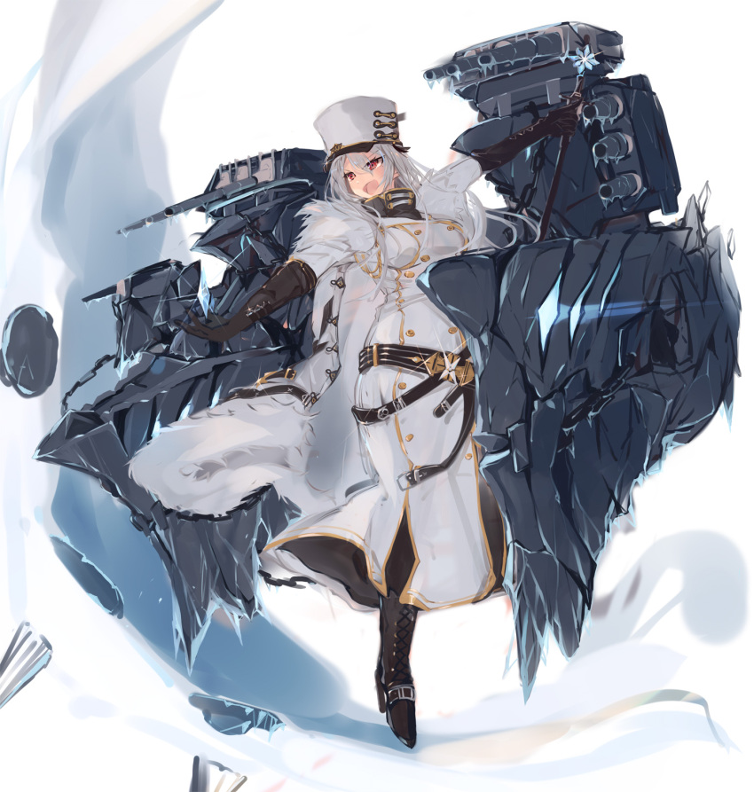 1girl, azur_lane, belt, black_footwear, black_gloves, boots, breasts, cloak