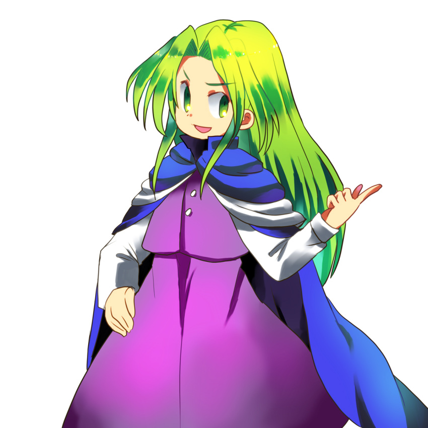 bad_id, green_eyes, green_hair, hachi_(8bit_canvas), highres, mima, no_hat, no_headwear