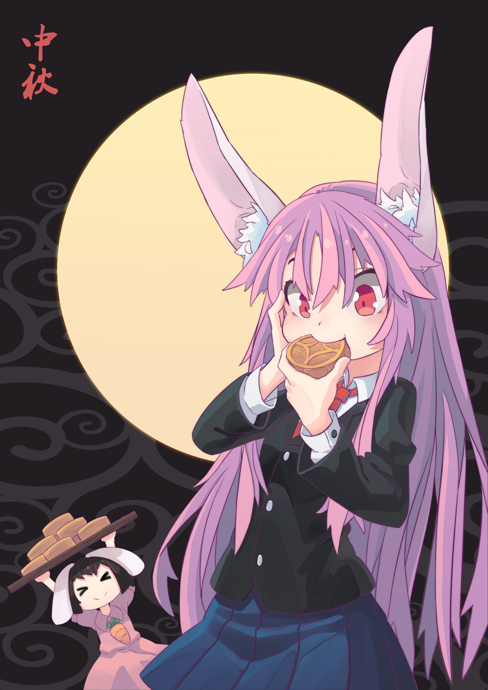 >_<, 14mango, 2girls, animal_ear_fluff, animal_ears, black_hair, black_jacket, blazer
