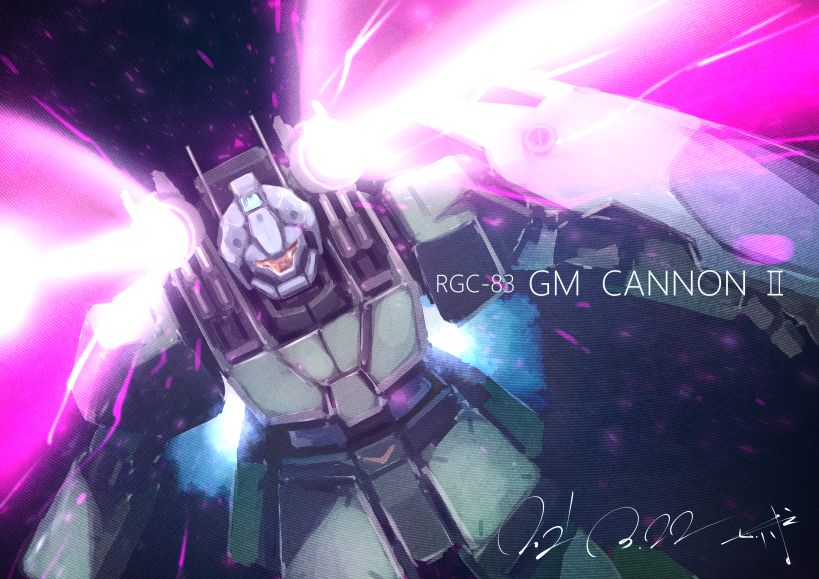 flying, gm_cannon_ii, gundam, gundam_0083, looking_at_viewer, mecha, mobile_suit, open_hand