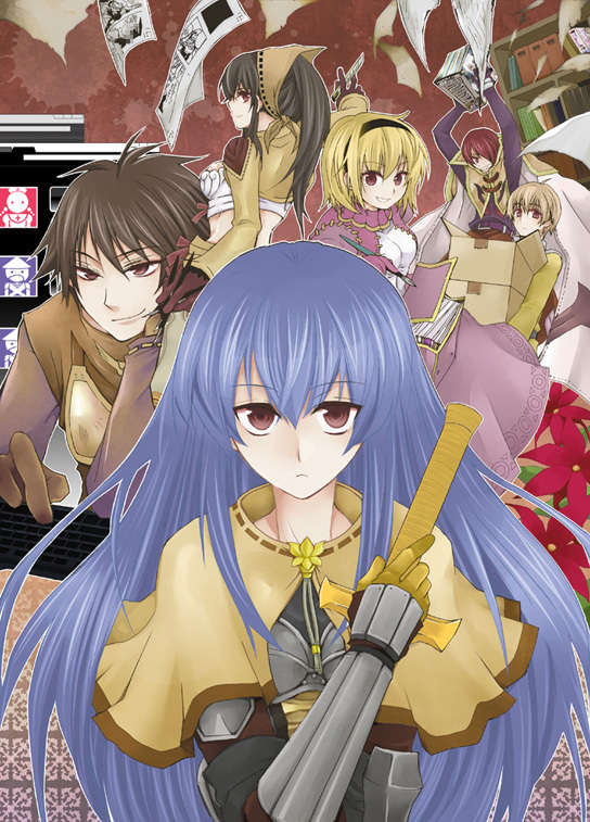 3boys, 3girls, acolyte_(ragnarok_online), archer_(ragnarok_online), armeyer_dinze, backpack, bag, bandana
