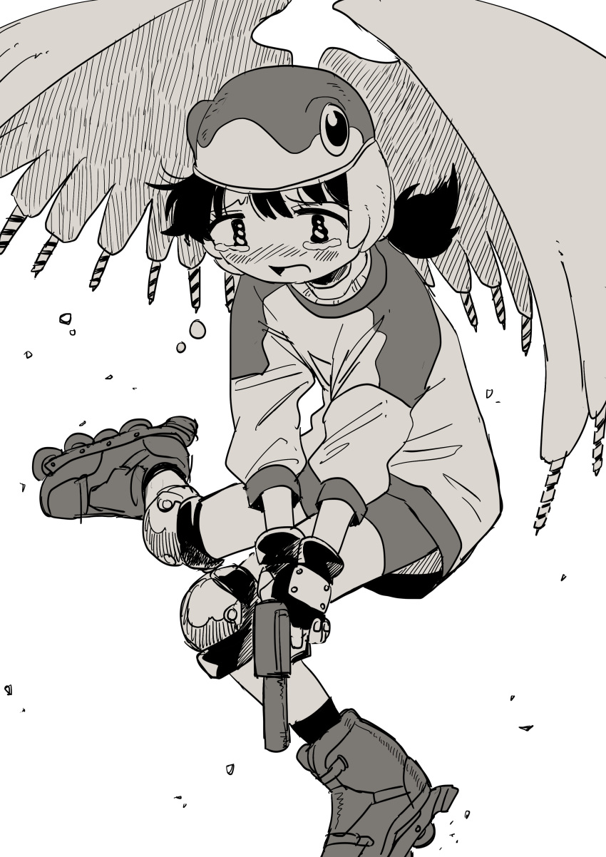 1girl, absurdres, alien_nine, bangs, bike_shorts, blush, borg_(alien_nine), d: