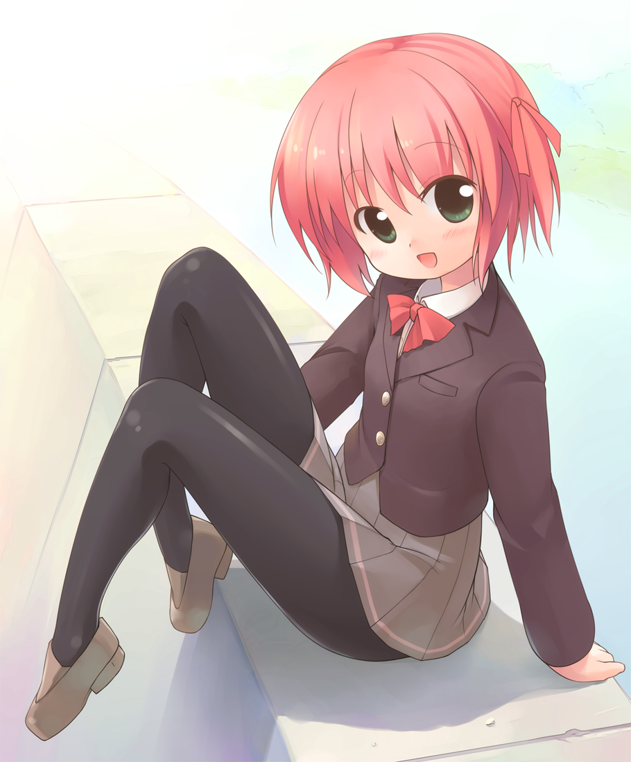 emurin, green_eyes, latex, legs, open_mouth, original, pantyhose, red_hair