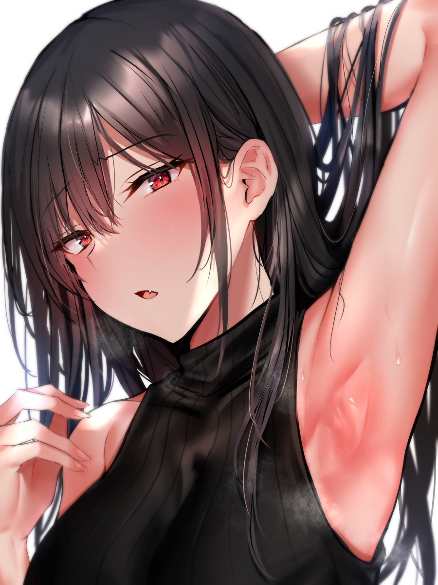 1girl, armpits, black_hair, highres, long_hair, original, yuyu_(yuyuworks)