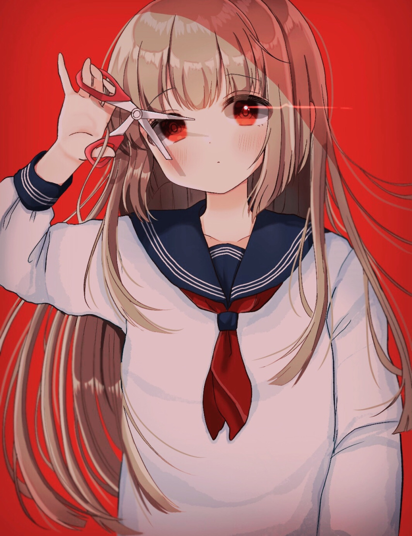 1girl, bangs, brown_hair, closed_mouth, collarbone, eye_beam, eyebrows_visible_through_hair, highres