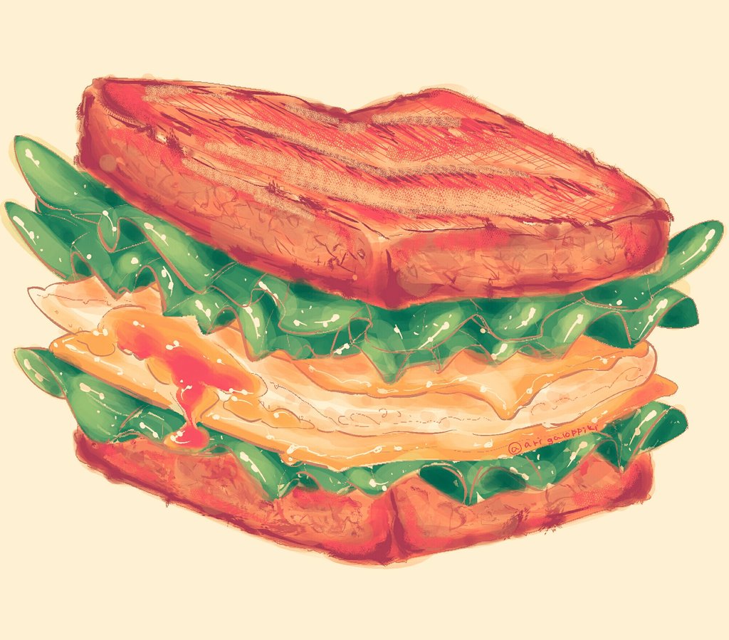 arinko_(a_ringo_hoppe), artist_name, bread, cheese, commentary_request, egg, egg_yolk, food