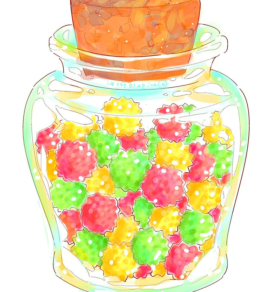 arinko_(a_ringo_hoppe), artist_name, candy, commentary_request, cork, food, food_focus, glass