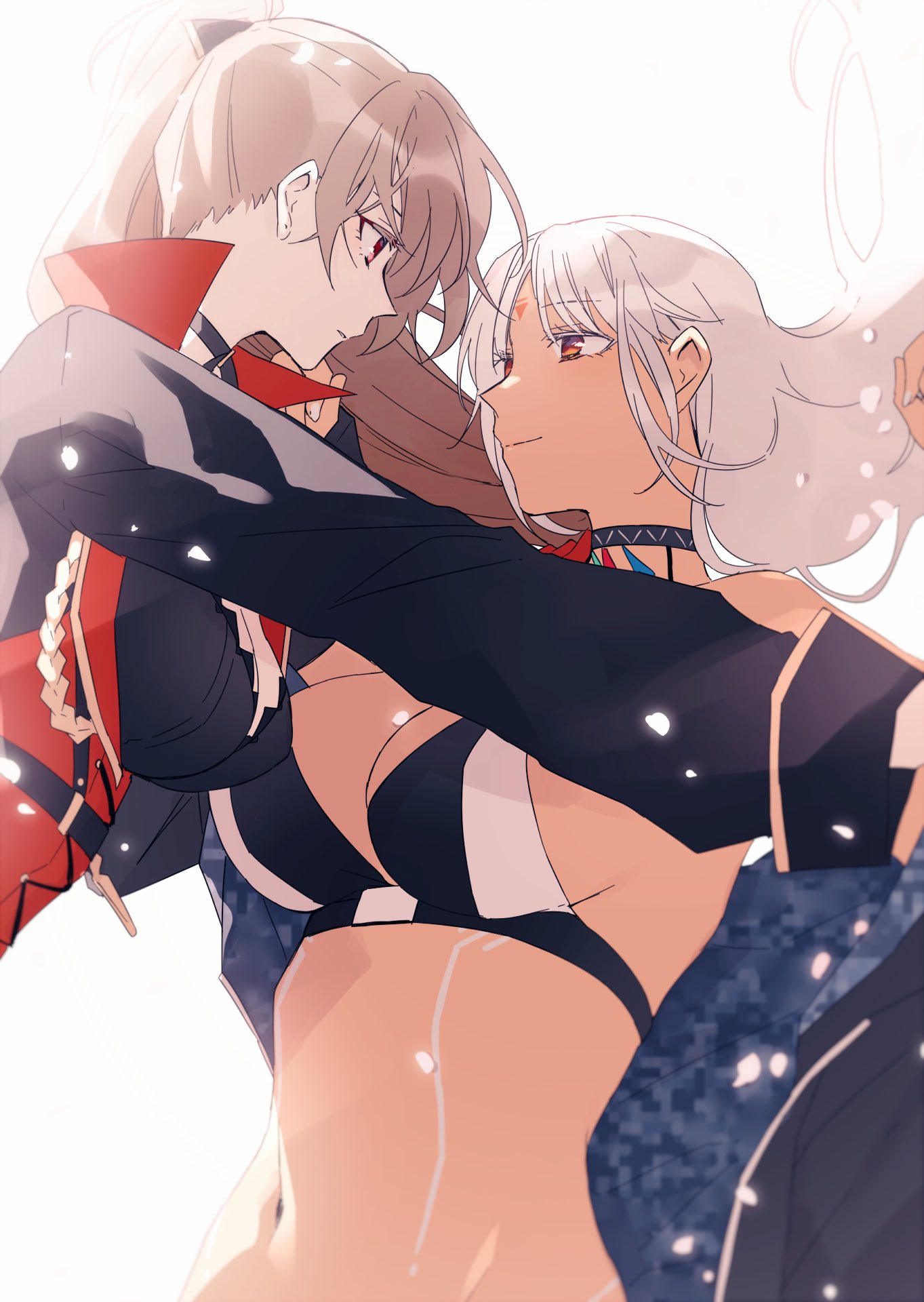 amazuki_jou, azur_lane, bikini, bikini_top, bodypaint, choker, dark_skin, dark-skinned_female