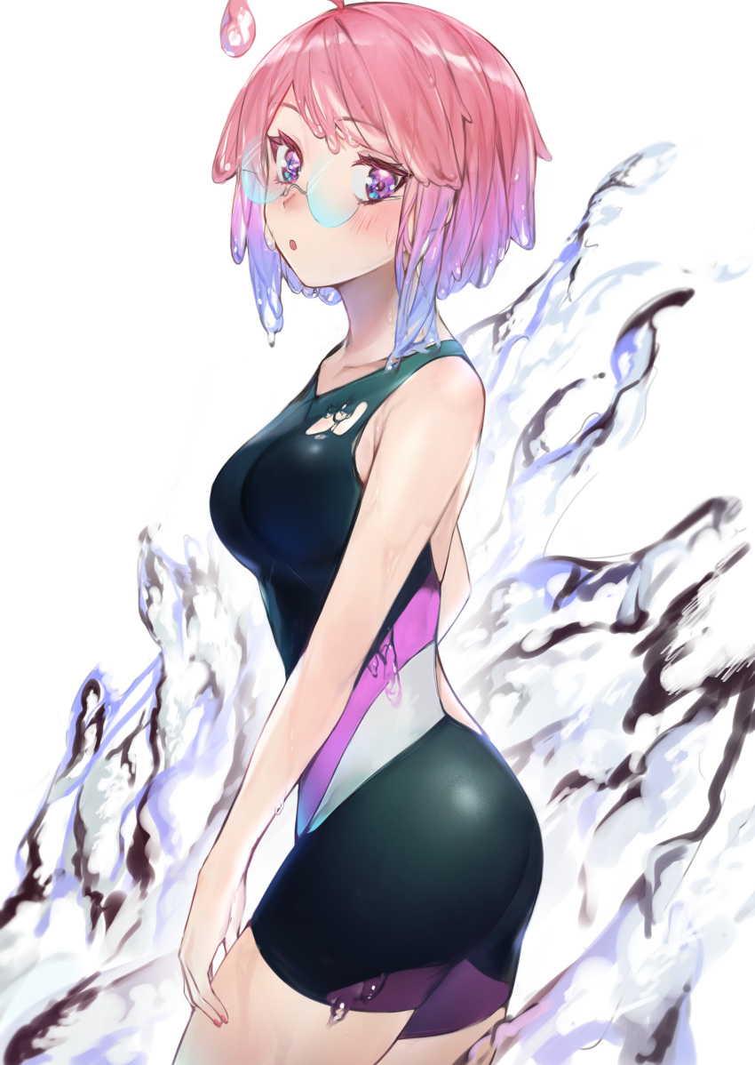 1girl, :o, absurdres, ahoge, ass, bangs, bare_arms, bare_shoulders