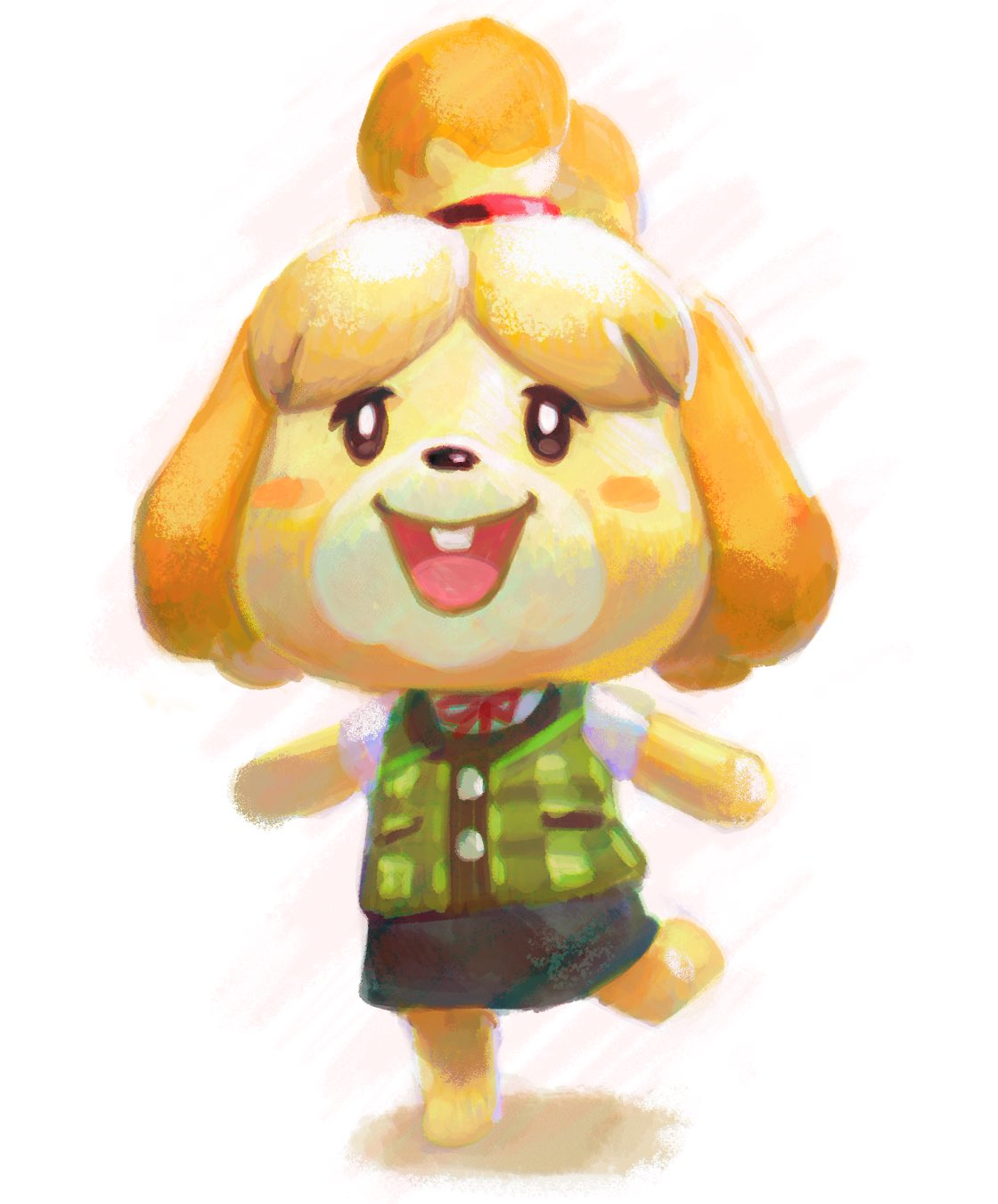 1girl, animal_crossing, animal_ears, black_skirt, blush_stickers, buck_teeth, dog_ears, dog_girl