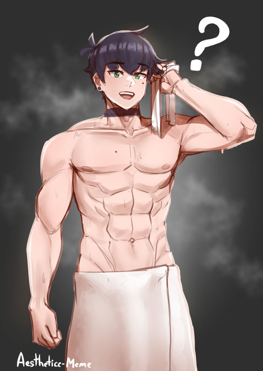 1boy, ?, abs, absurdres, aestheticc-meme, artist_name, biceps, black_hair