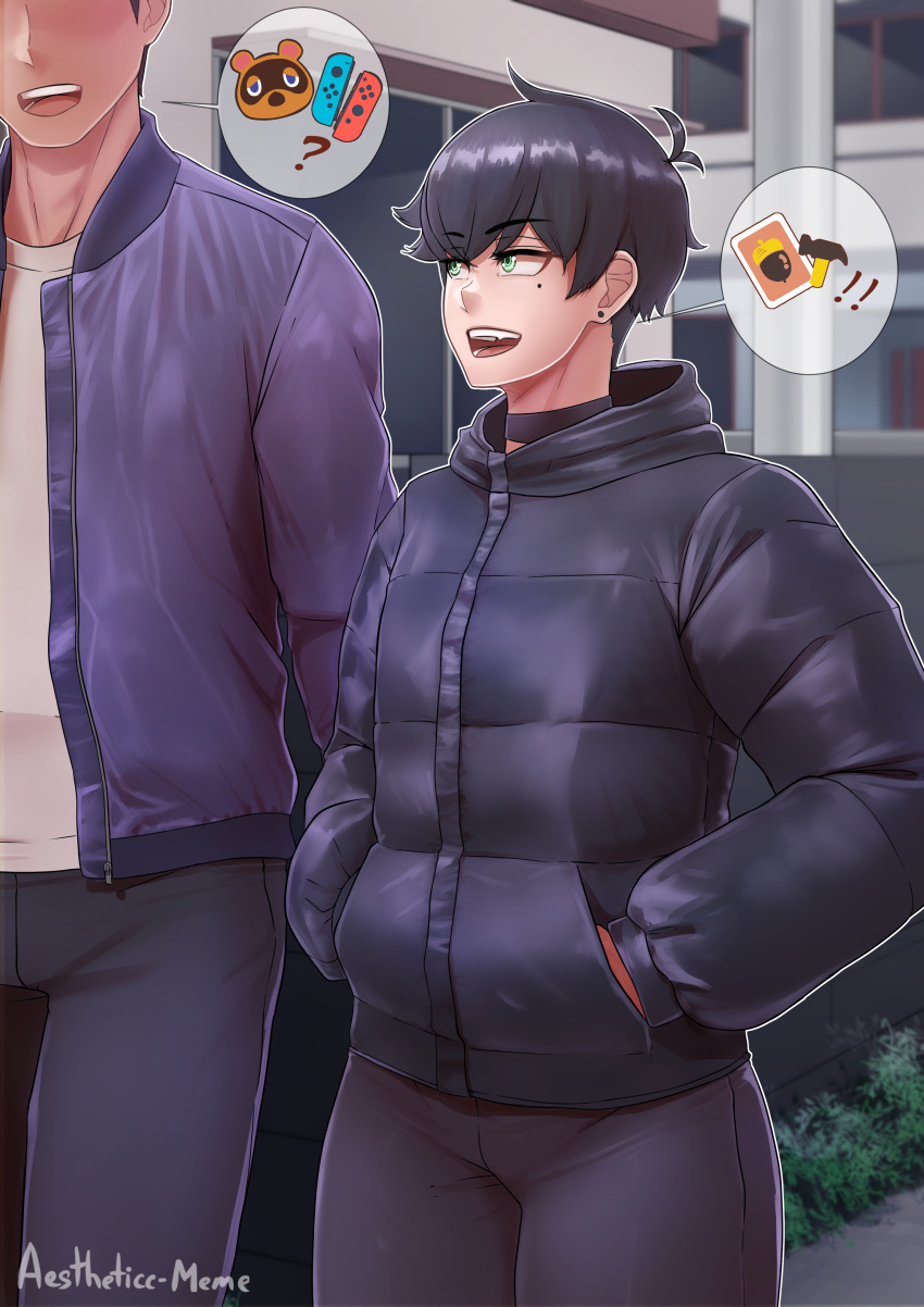 !, !!, 1boy, 1girl, ?, absurdres, aestheticc-meme, animal_crossing