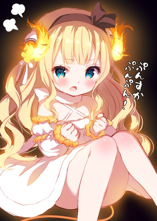 1girl, bangs, blonde_hair, blue_eyes, blush, brown_hairband, chitosezaka_suzu, commentary_request